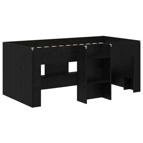 Kinder Hoogslaper Zwart eiken 80 x 160 cm Bewerkt hout 4