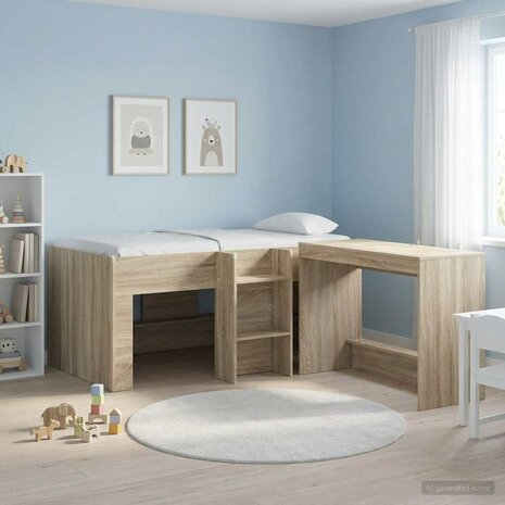 Kinder Hoogslaper Sonoma Eiken 80 x 160 cm Bewerkt hout 3