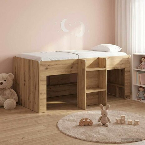 Kinder Hoogslaper Artisanaal eiken 80 x 160 cm Bewerkt hout 3