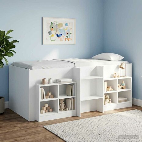Kinder Hoogslaper Wit 90 x 190 cm Bewerkt hout 1