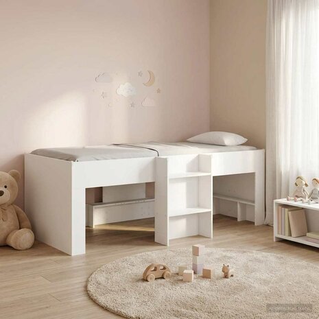Kinder Hoogslaper Wit 90 x 190 cm Bewerkt hout 3