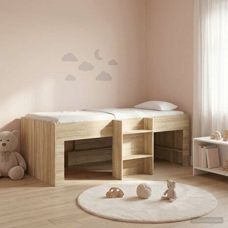 Kinder Hoogslaper Sonoma Eiken 90 x 190 cm Bewerkt hout 3