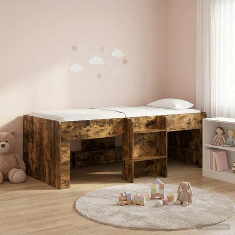 Kinder Hoogslaper Gerookt eiken 90 x 190 cm Bewerkt hout 1