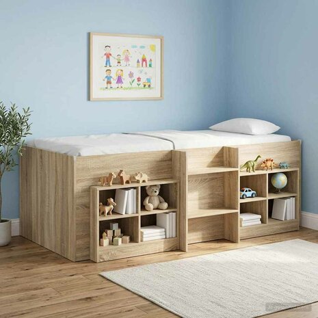 Kinder Hoogslaper Sonoma Eiken 75 x 190 cm Bewerkt hout 3