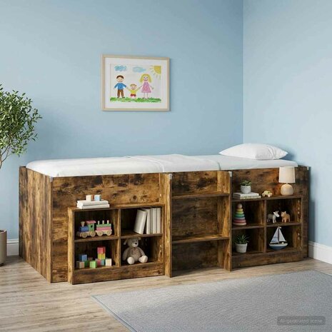 Kinder Hoogslaper Gerookt eiken 75 x 190 cm Bewerkt hout 1