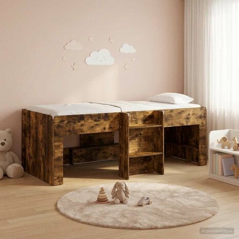 Kinder Hoogslaper Gerookt eiken 75 x 190 cm Bewerkt hout 3