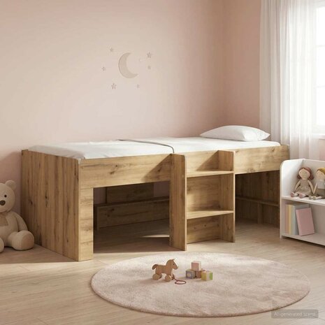 Kinder Hoogslaper Artisanaal eiken 75 x 190 cm Bewerkt hout 3