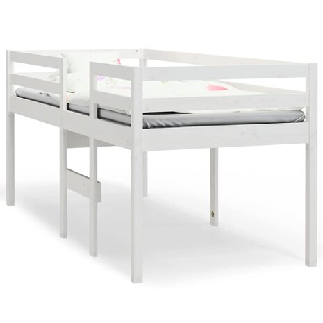 Hoogslaper massief grenenhout wit 90x200 cm 2