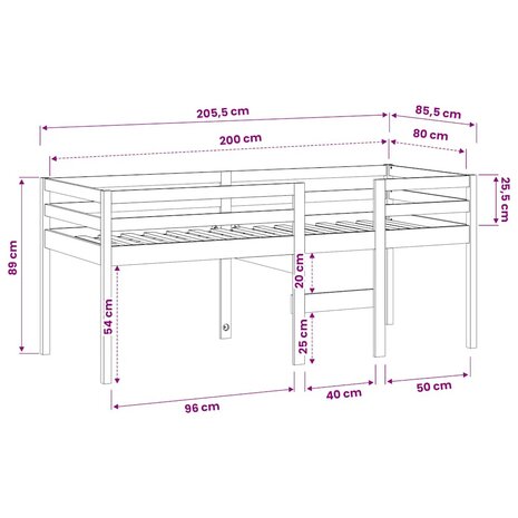 Hoogslaper massief grenenhout 80x200 cm 8