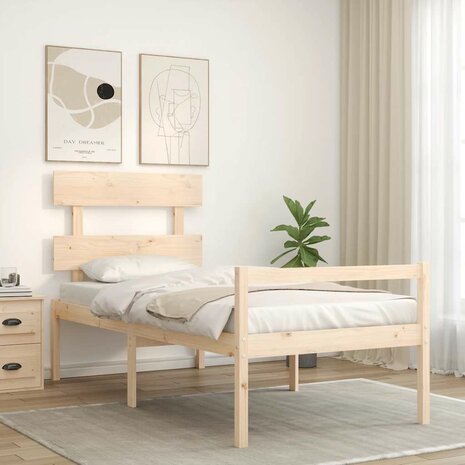 Seniorenbed met hoofdbord massief hout 4