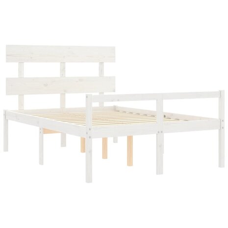 Seniorenbed met hoofdbord massief hout wit 120x200 cm 5