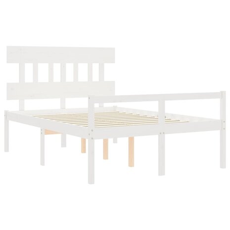 Seniorenbed met hoofdbord massief hout wit 140x190 cm 5