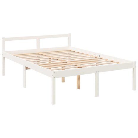 Seniorenbed met hoofdbord massief hout wit 140x190 cm 9