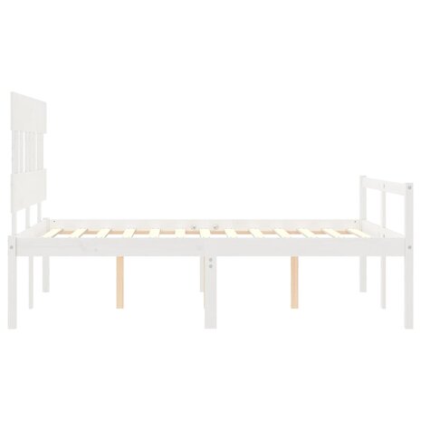 Seniorenbed met hoofdbord massief hout wit 140x200 cm 7