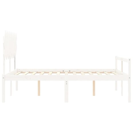 Seniorenbed met hoofdbord massief hout wit 140x190 cm 7