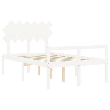 Seniorenbed met hoofdbord massief hout wit 120x200 cm 5