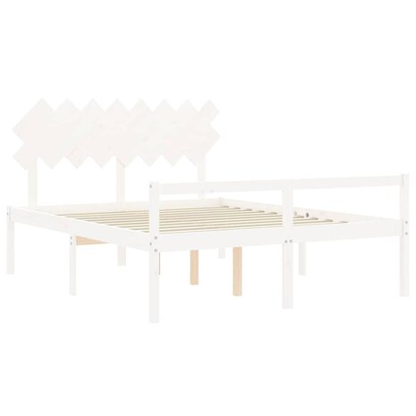 Seniorenbed met hoofdbord massief hout wit 160x200 cm 5