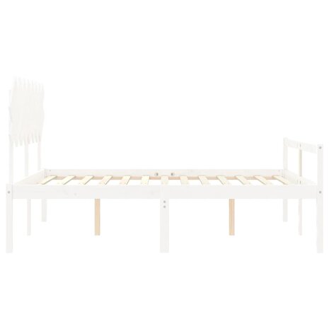 Seniorenbed met hoofdbord massief hout wit 160x200 cm 7