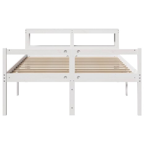 Seniorenbed met hoofdbord massief grenenhout wit 120x200 cm 4