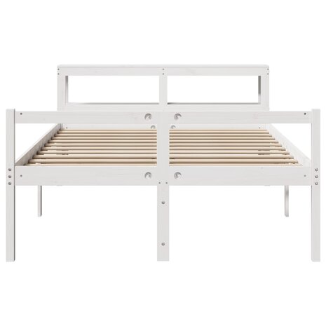 Seniorenbed met hoofdbord massief grenenhout wit 150x200 cm 4