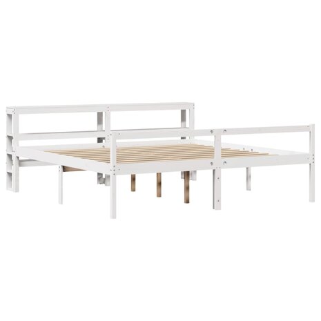 Seniorenbed met hoofdbord massief grenenhout wit 180x200 cm 3