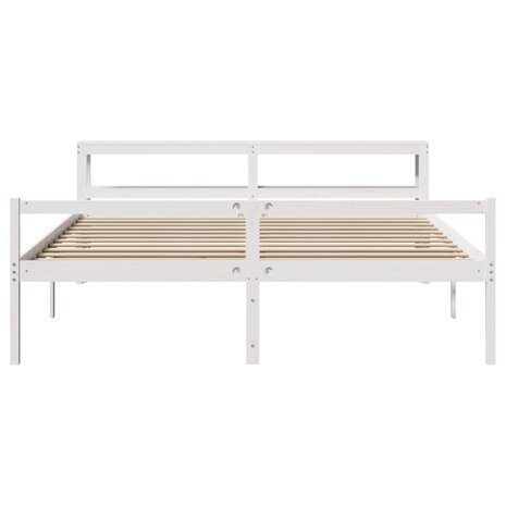Seniorenbed met hoofdbord massief grenenhout wit 180x200 cm 4