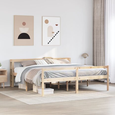 Seniorenbed met hoofdbord massief grenenhout 200x200 cm 1