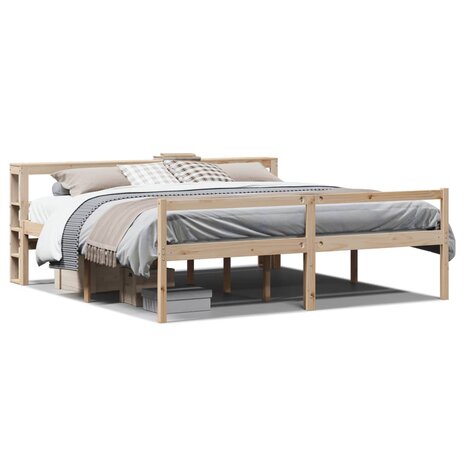 Seniorenbed met hoofdbord massief grenenhout 200x200 cm 2