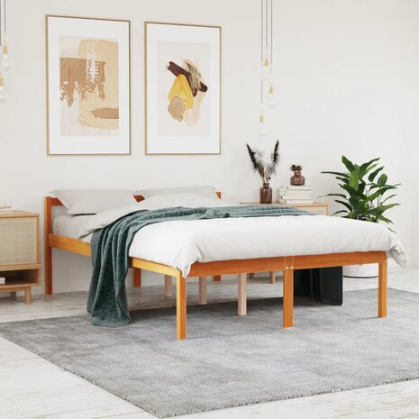 Seniorenbed massief grenenhout wasbruin 140x190 cm 1