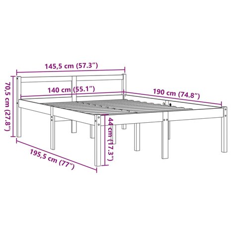 Seniorenbed massief grenenhout wasbruin 140x190 cm 9