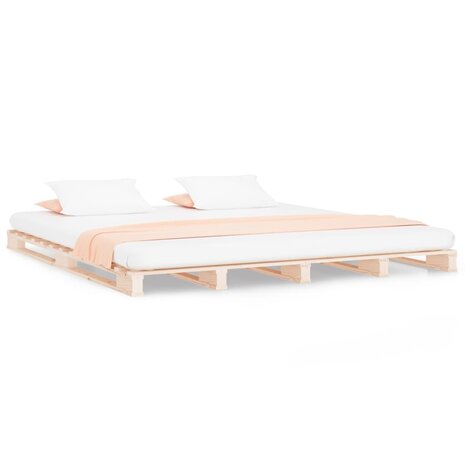 Palletbed massief grenenhout 200x200 cm 2