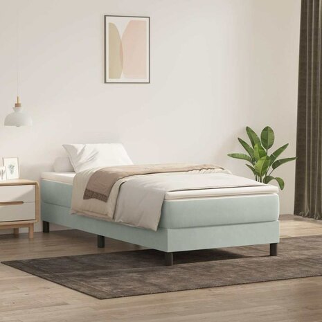 Boxspring zonder matras fluweel lichtgrijs 80x220 cm 1