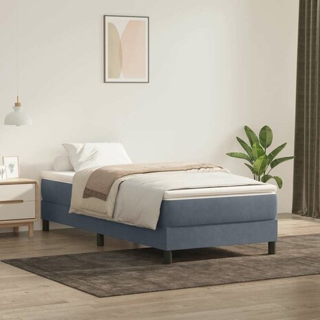 Boxspring zonder matras fluweel donkergrijs 80x220 cm 1