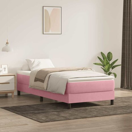 Boxspring zonder matras fluweel roze 80x220 cm 1