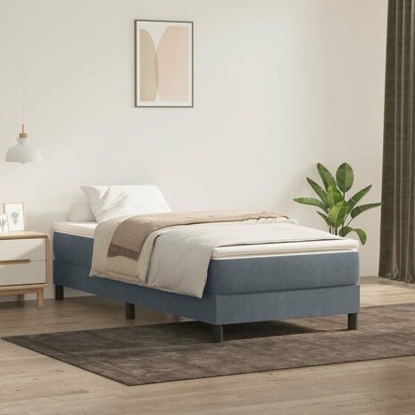 Boxspring zonder matras fluweel donkergrijs 100x220 cm 1