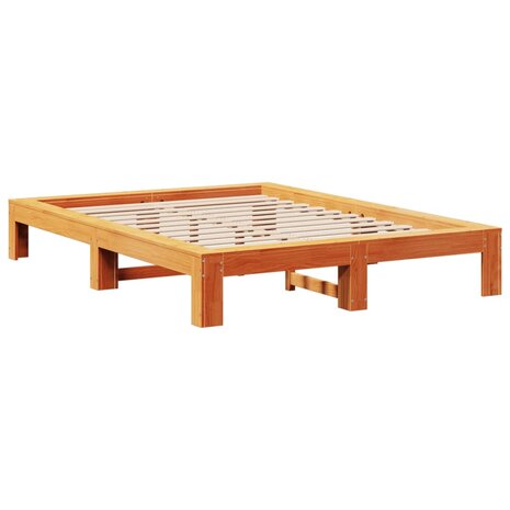 Bed met matras massief grenenhout wasbruin 140x190 cm 3