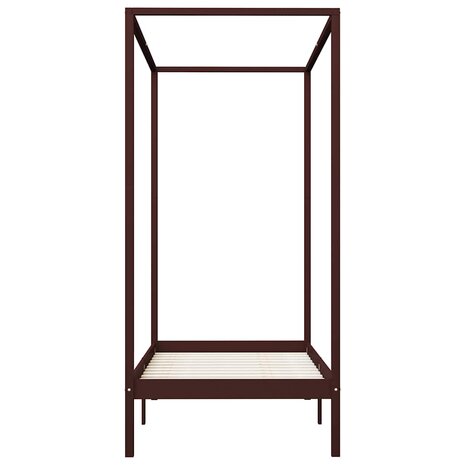 Hemelbedframe massief grenenhout donkerbruin 100x200 cm 3
