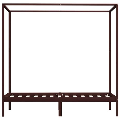 Hemelbedframe massief grenenhout donkerbruin 100x200 cm 4
