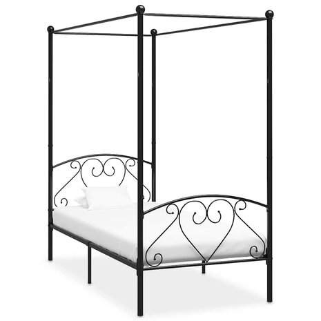 Hemelbedframe metaal zwart 120x200 cm  1