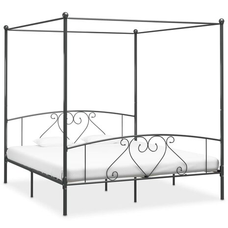 Hemelbedframe metaal grijs 180x200 cm  1