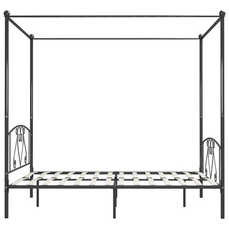 Hemelbedframe metaal grijs 200x200 cm  4