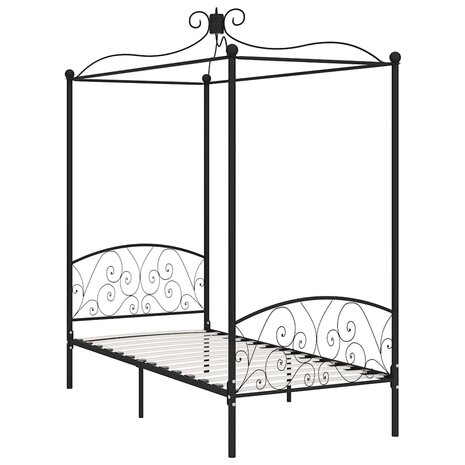 Hemelbedframe metaal zwart 90x200 cm 2