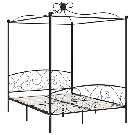 Hemelbedframe metaal zwart 160x200 cm 2