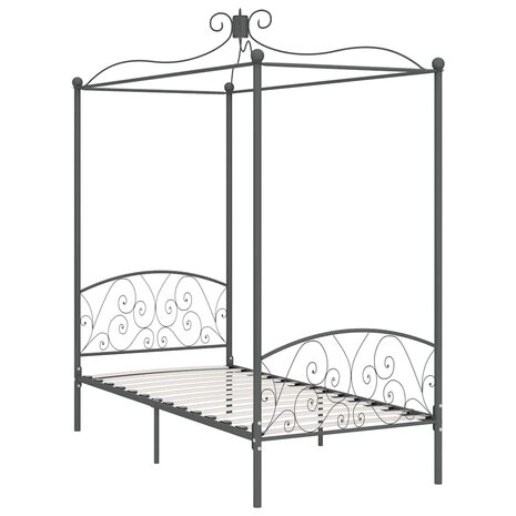 Hemelbedframe metaal grijs 90x200 cm 2