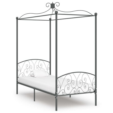 Hemelbedframe metaal grijs 100x200 cm 1