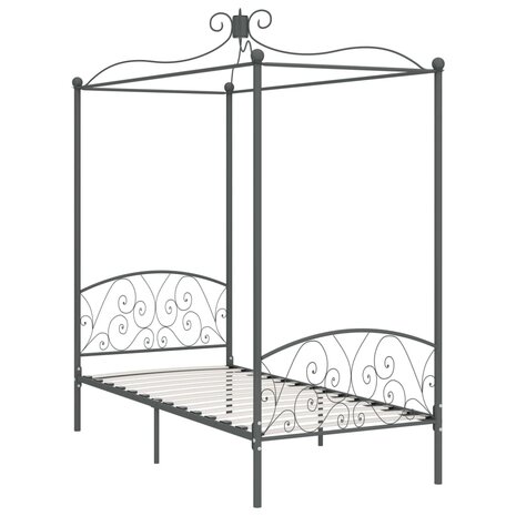 Hemelbedframe metaal grijs 100x200 cm 2