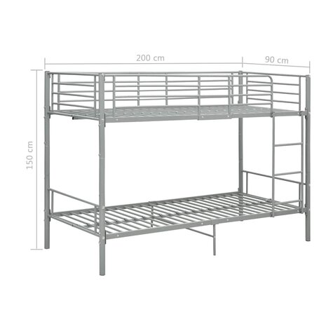 Stapelbed metaal grijs 90x200 cm 8