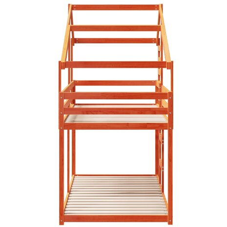 Stapelbed met dak massief grenenhout wasbruin 90x190 cm 5