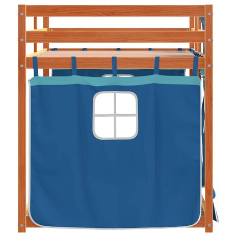 Stapelbed met gordijnen 80x200 cm massief grenenhout blauw 6