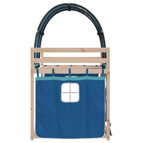 Stapelbed met gordijnen 80x200 cm massief grenenhout blauw 6